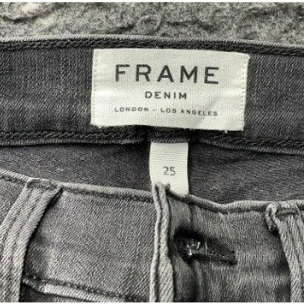 FRAME NWT Le Skinny De Jeanne Charcoal Gray Split Hem Jeans 25x30 $228 - Picture 4 of 16